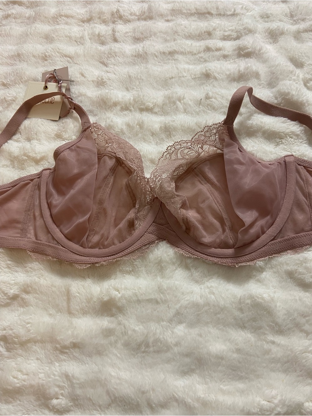 New! Panache Ana Plunge Bra Dusky Pink Lace Underwire 34FF NWT 39165 - Picture 6 of 11